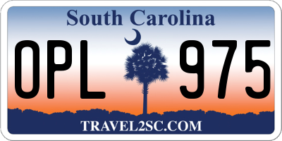 SC license plate OPL975