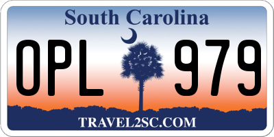 SC license plate OPL979