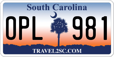 SC license plate OPL981