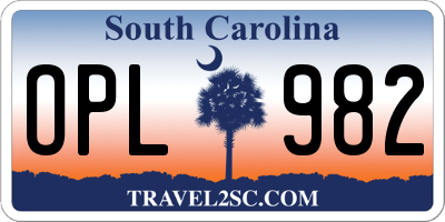 SC license plate OPL982