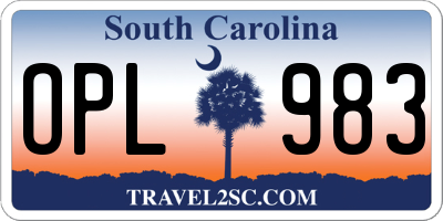 SC license plate OPL983