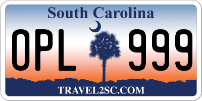 SC license plate OPL999