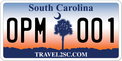 SC license plate OPM001