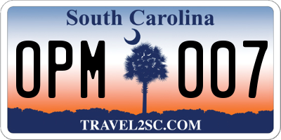 SC license plate OPM007