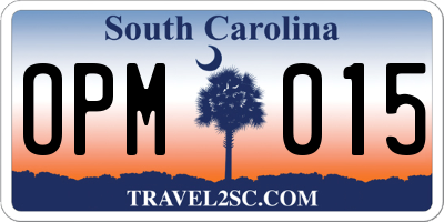 SC license plate OPM015