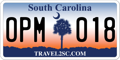 SC license plate OPM018