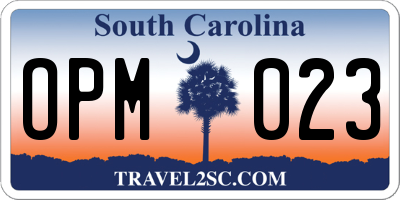SC license plate OPM023