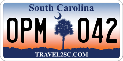 SC license plate OPM042