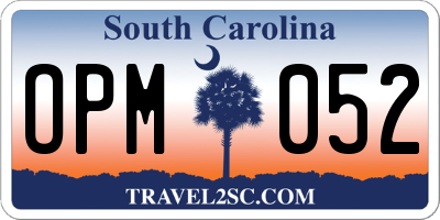 SC license plate OPM052