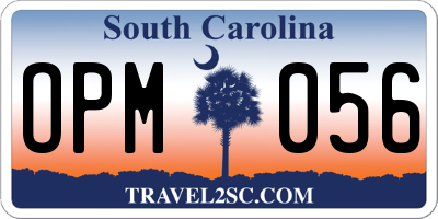 SC license plate OPM056
