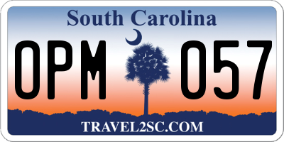 SC license plate OPM057