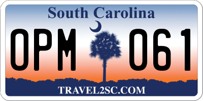 SC license plate OPM061