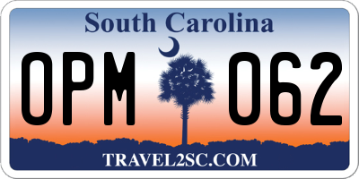 SC license plate OPM062