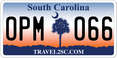 SC license plate OPM066