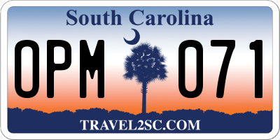 SC license plate OPM071