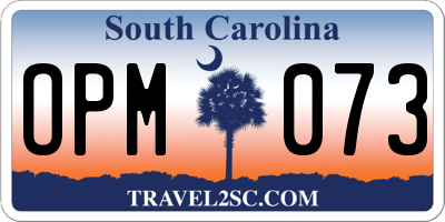 SC license plate OPM073
