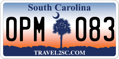 SC license plate OPM083