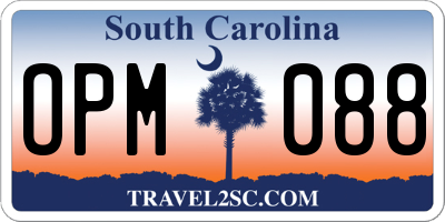 SC license plate OPM088