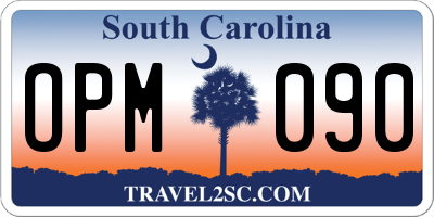 SC license plate OPM090