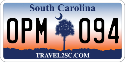 SC license plate OPM094