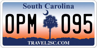 SC license plate OPM095