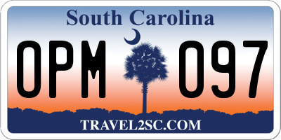 SC license plate OPM097