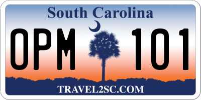 SC license plate OPM101
