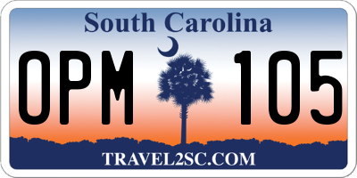 SC license plate OPM105