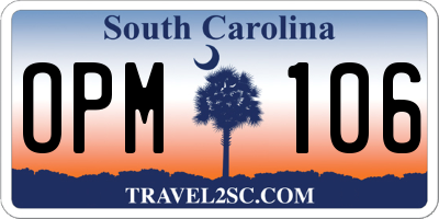 SC license plate OPM106