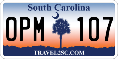 SC license plate OPM107