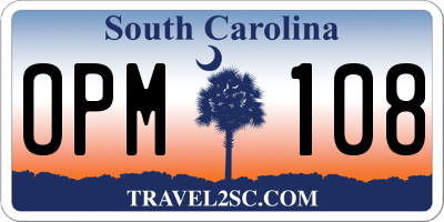 SC license plate OPM108