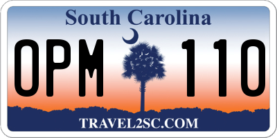 SC license plate OPM110
