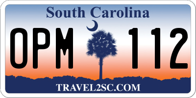 SC license plate OPM112