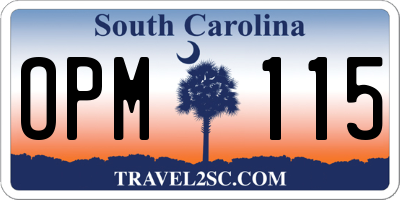 SC license plate OPM115