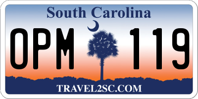 SC license plate OPM119