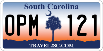 SC license plate OPM121