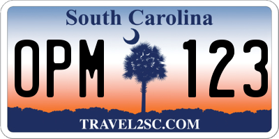 SC license plate OPM123