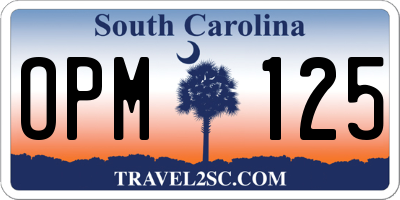 SC license plate OPM125