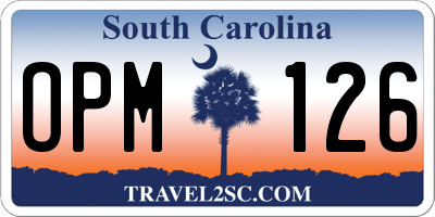 SC license plate OPM126