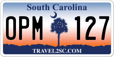 SC license plate OPM127