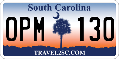 SC license plate OPM130
