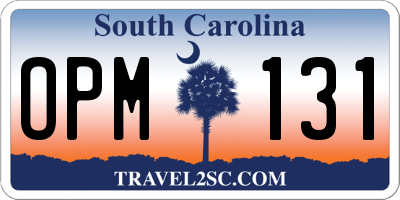 SC license plate OPM131