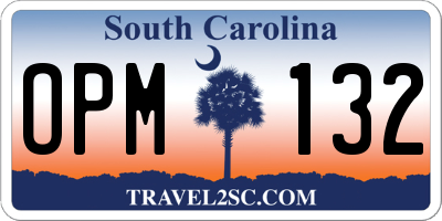 SC license plate OPM132