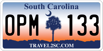 SC license plate OPM133
