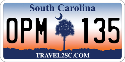 SC license plate OPM135