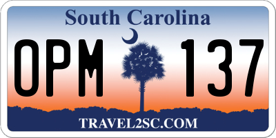 SC license plate OPM137