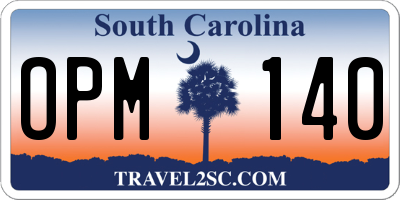 SC license plate OPM140