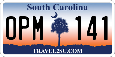 SC license plate OPM141