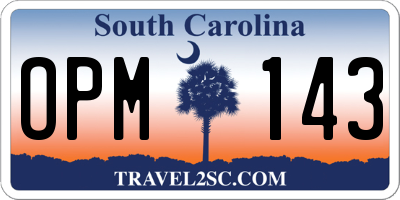 SC license plate OPM143