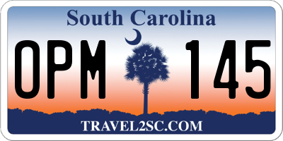 SC license plate OPM145